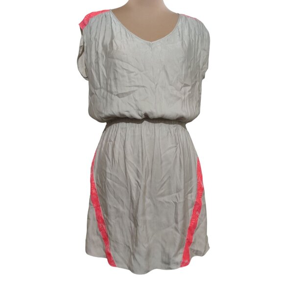 Express Womens Dress V-Neck Dress Lightweight Pink Lace Light Taupe Grey Size M - Picture 1 of 6